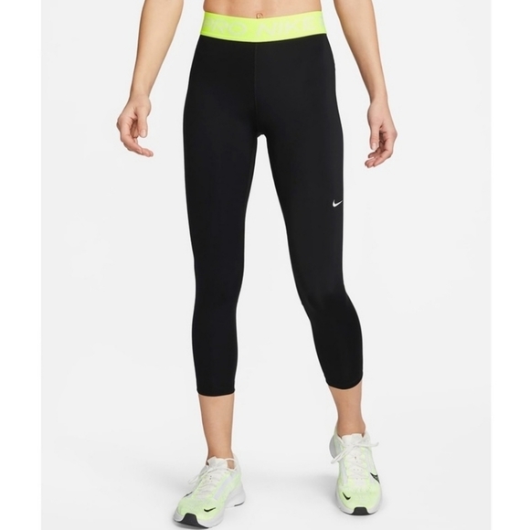 Nike Pro 365 Women's Mid-Rise Cropped Mesh Panel Leggings Black Size XS NWT - Picture 2 of 10